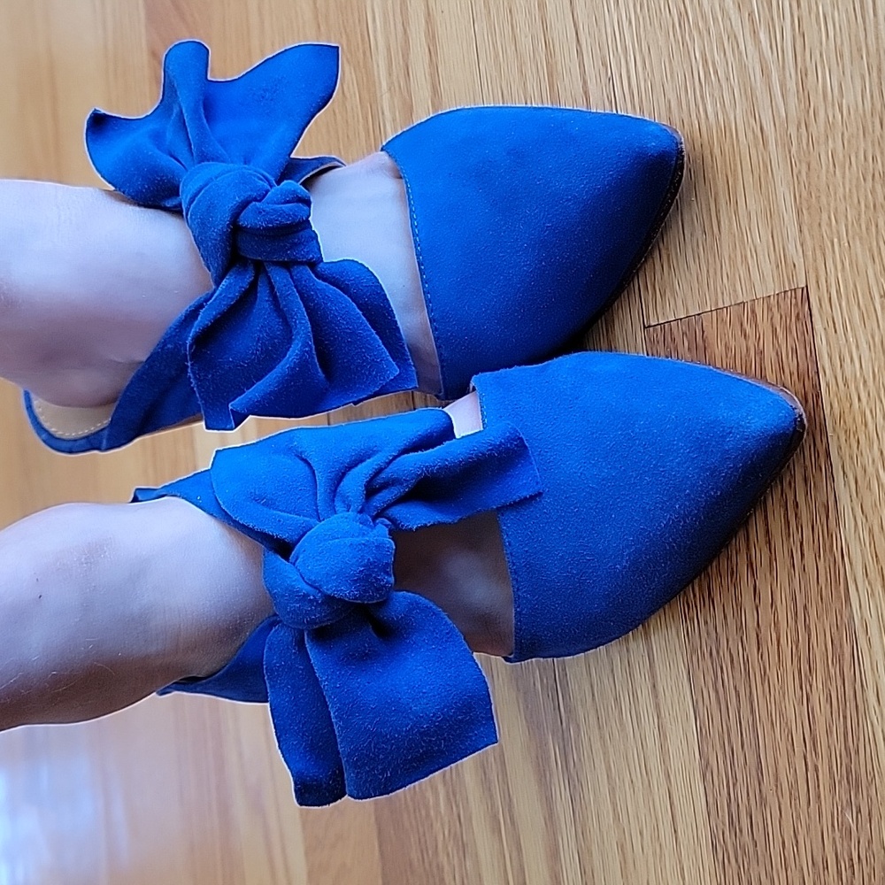 Ulla Johnson Royal Blue Heels with Bow Accent - Picture 13 of 16
